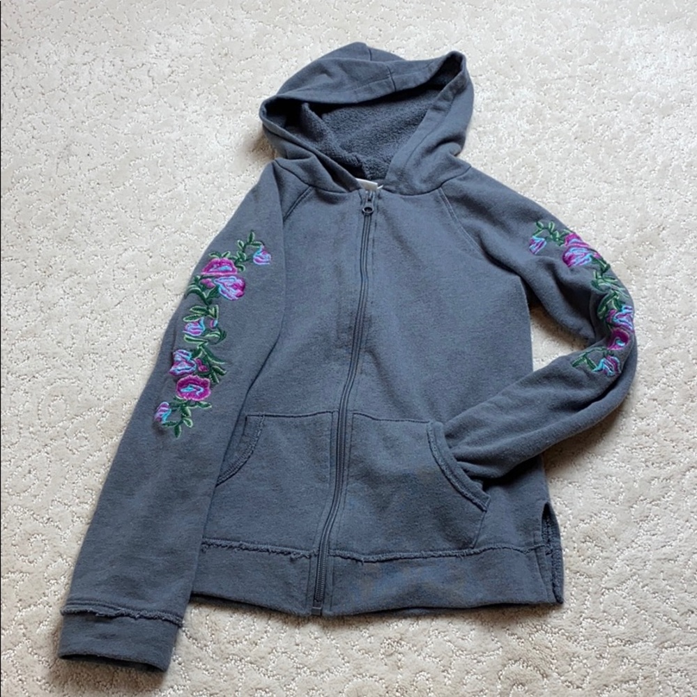 Mudd girls grey zip-up hooded sweatshirt top